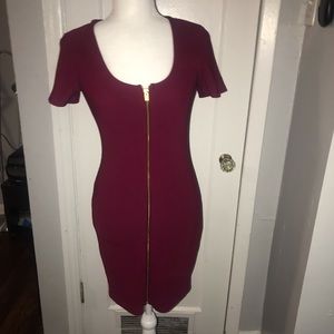 Express dark magenta zipper dress
